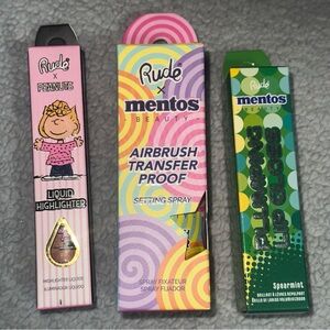 RUDE COSMETICS CO. Bundle: plumper lipgloss, highlighter & setting spray. NIB